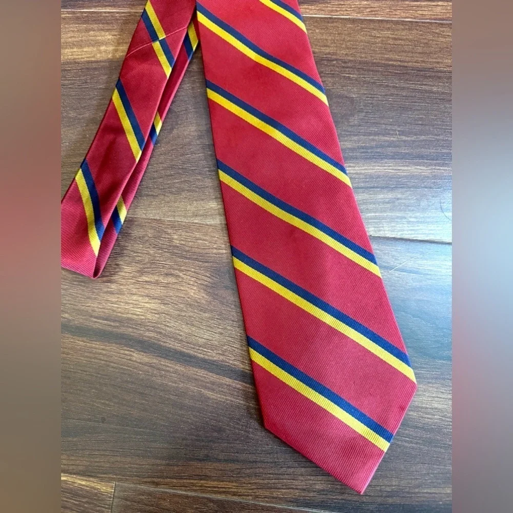 J. CREW Factory Silk Red and Yellow Striped Necktie